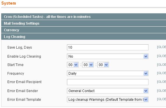 Magento Admin Log Clean