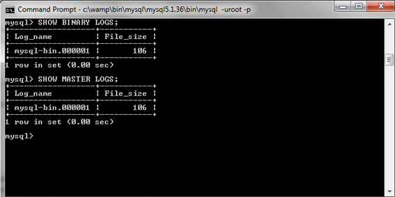 Mysql binary log options