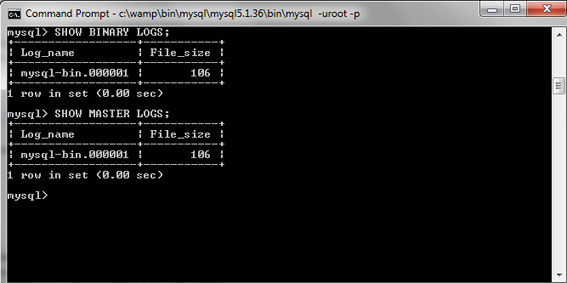 MySql Show Binary Logs