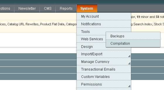 Magento Admin Menu Tools Compilation