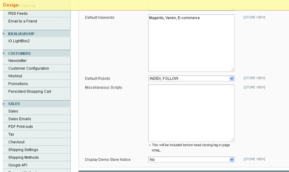 Demo Store Notice Configuration