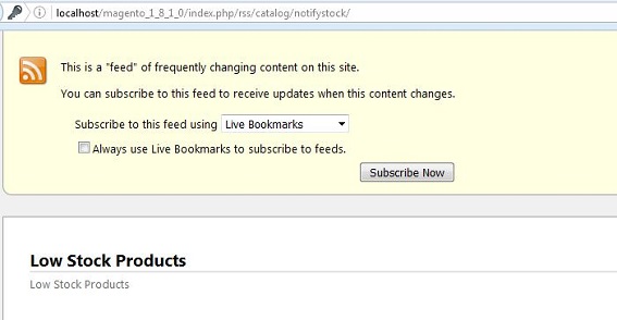 Notify Low Stock Alert RSS
